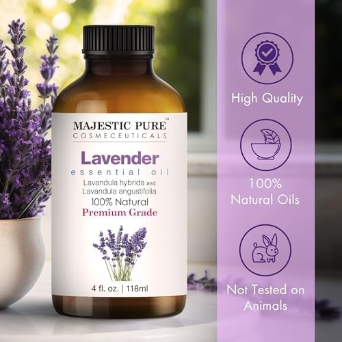 Majestic Pure Lavender Essential Oil with Glass Dropper