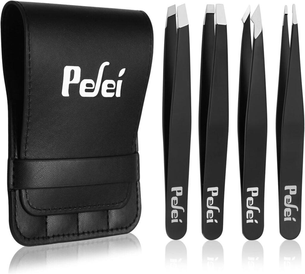 Pefei Tweezers Set - Professional Stainless Steel Tweezers for Eyebrows